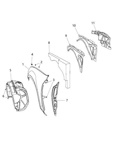 Panel Front Wheelhouse Diagram for 68250512AA