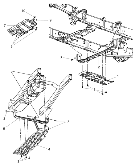 Skid Plate Front Axle/Transfer Case Diagram for 52022048AH