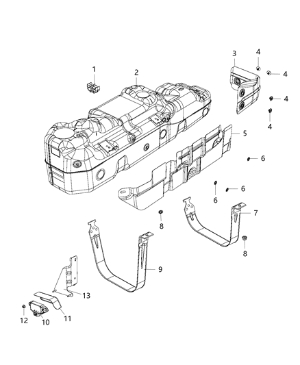 2016 Ram 1500 Shield Fuel Tank Heat Diagram for 55398290AB