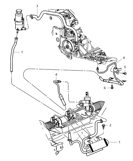 Hose Power Steering Pressure Diagram for 4656421AL