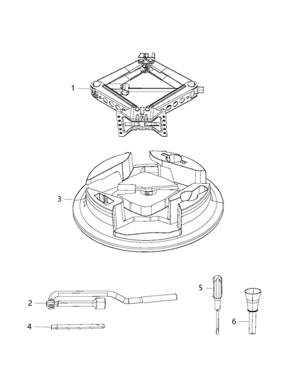 Tray Jack Storage Diagram for 68284738AB