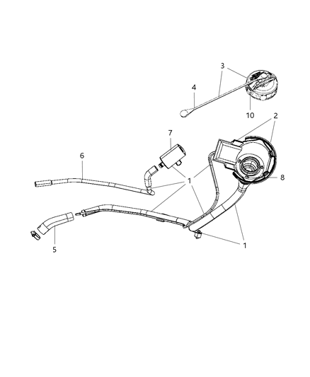2001 Dodge Caravan Tube Fuel Filler Diagram for 52855841AB