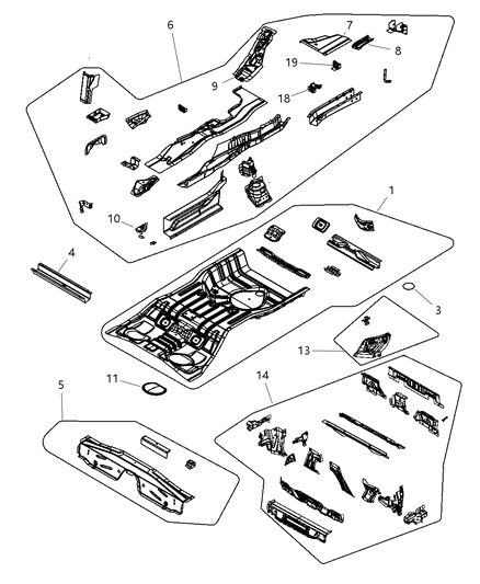 2005 Dodge Grand Caravan Side Member Floor Diagram for 5076307AM