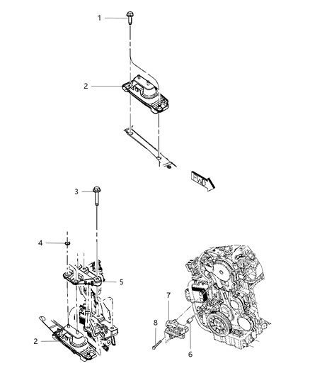 2002 Chrysler 300M Support Engine Mount Diagram for 4880496AB