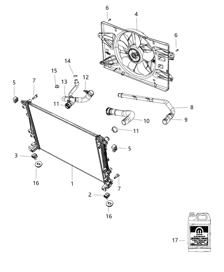 Fan Module Radiator Cooling Diagram for 68205996AB