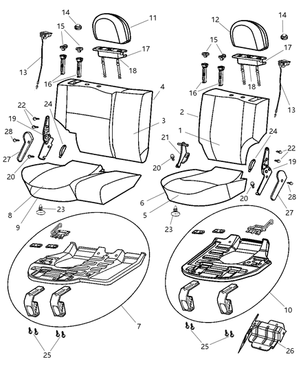 2001 Jeep Grand Cherokee Headrest Rear Right Diagram for TH751T5AA