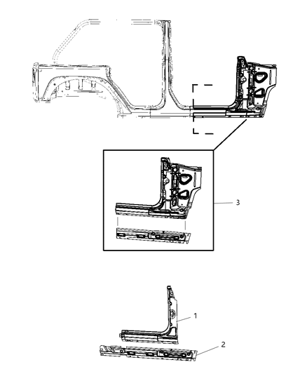 Panel Bodyside Aperture Front Complete Diagram for 68002323AH