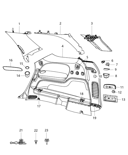 2006 Dodge Caravan Panel Quarter Trim Diagram for 1VY41DX9AC