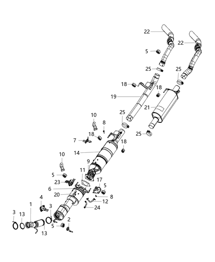 Bracket Sensor Mounting Downstream SCR Sensors Diagram for 68378077AA