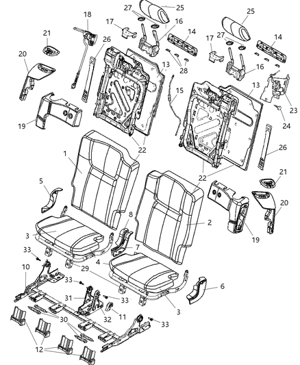 Latch Seat Back Cable And Latch Assembly Diagram for 55197330AC