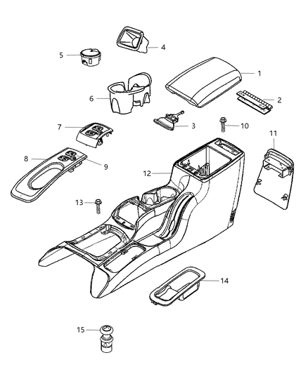 2023 Ram 1500 Classic Cupholder Floor Console Diagram for 5142484AB