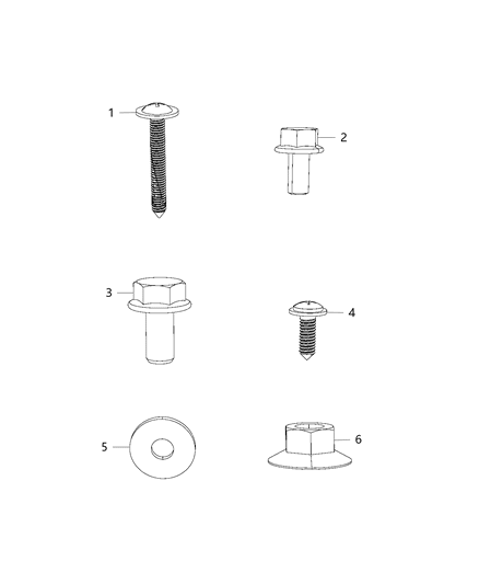 2014 Ram ProMaster 1500 Screw Round Washer Head Tapping Diagram for 6107023AA