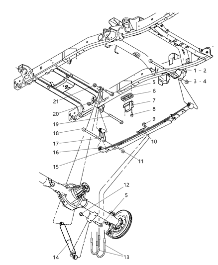 Shock Absorber Suspension Rear Diagram for 52113498AD