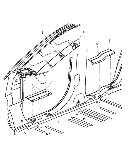 2005 Chrysler Pacifica Panel Scuff Front Diagram for TW33XDVAC