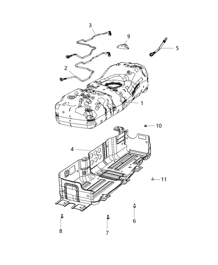 2020 Jeep Compass Skid Plate Fuel Tank Diagram for 68332317AB