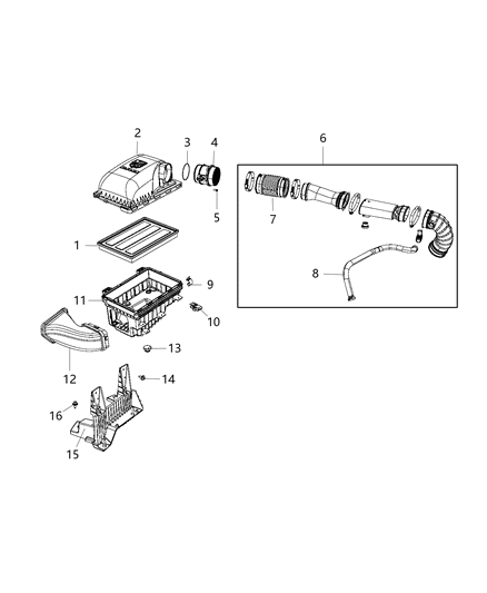 2007 Jeep Liberty Duct Clean Air Diagram for 68164051AE
