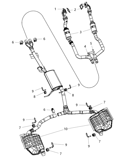 2014 Dodge Charger Pipe And Converter Front Diagram for 68091594AD