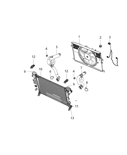 Bracket Radiator Upper Diagram for 68256112AA