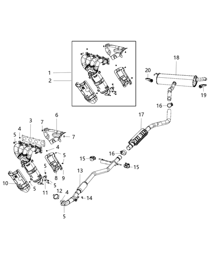 Muffler And Tailpipe Exhaust Diagram for 68286399AB
