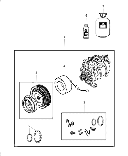 1986 Dodge Ramcharger Compressor A/C Complete Diagram for 68454989AA