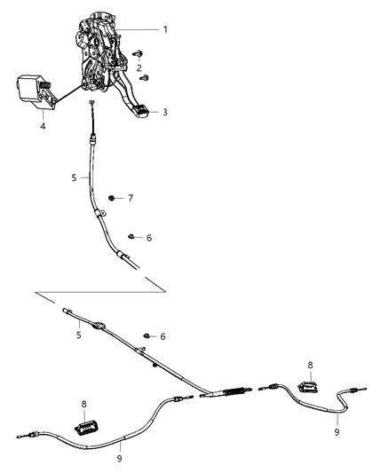 Cable Parking Brake Diagram for 52124964AD