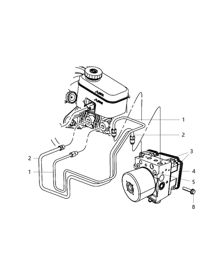 1984 Jeep J10 Tube Assembly, Brake Master Cylinder To HCU Secondary Diagram for 52129151AC