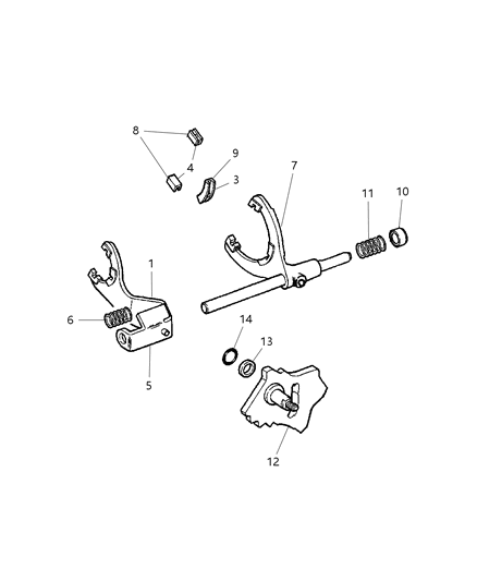 1999 Chrysler Concorde Fork Transfer Case Mode Shift Diagram for 5170951AA