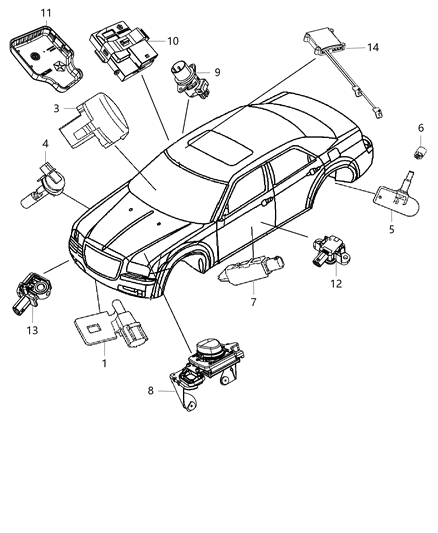 Sensor Tire Pressure Magneti Marelli Diagram for 1AMTP3400A