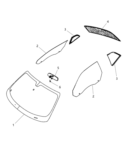 1991 Dodge B150 Glass Quarter Window Diagram for 4816144AB