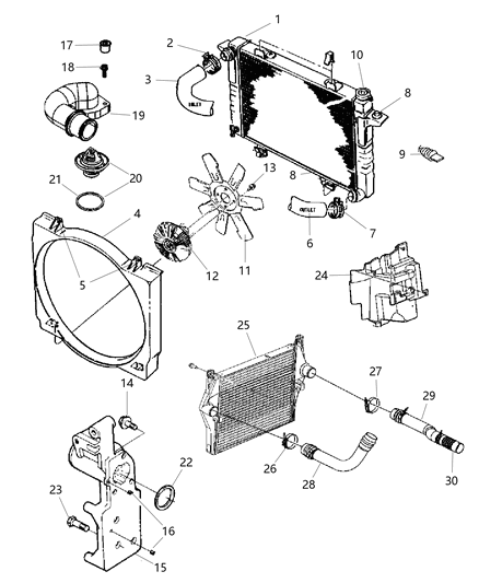 Cooler Package Charge Air Diagram for 5170704AE