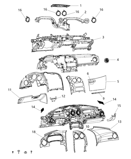 1990 Jeep Wagoneer Bezel Instrument Panel Center Diagram for 5NS24DX9AA