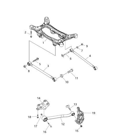 2001 Chrysler Prowler Suspension Crossmember, Rear Diagram for 68439322AA