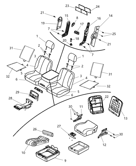 2002 Jeep Liberty Sleeve Headrest Diagram for 1RM10DK2AA