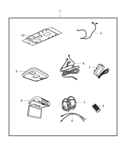 2001 Chrysler 300M DVD Assembly Overhead Diagram for 68022580AB