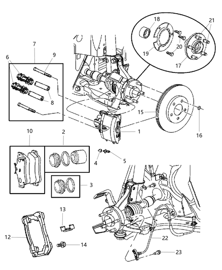 1994 Dodge Grand Caravan Pad Kit Front Disc Brake Diagram for VPL09901AC