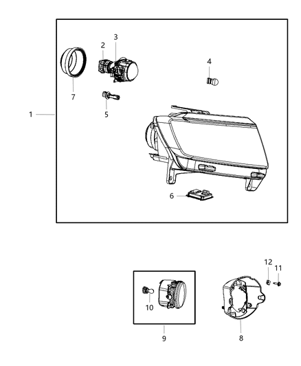 Headlamp Diagram for 55079367AB