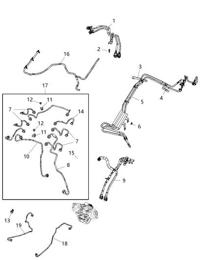 Tube Fuel Injector Supply Diagram for 68504389AA