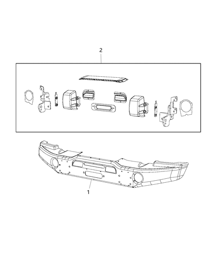 Mounting Kit Front Bumper Diagram for 68159377AC