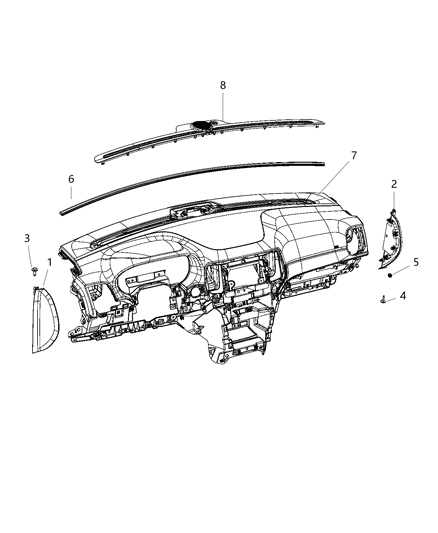 2010 Jeep Commander Instrument Panel Base Panel Diagram for 6JU81TURAC
