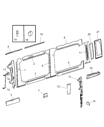 2018 Ram ProMaster 3500 Molding C Pillar Diagram for 1HC82NCVAA