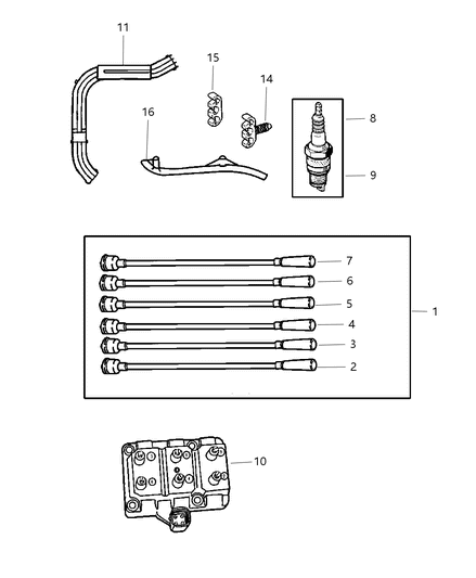 1991 Chrysler Town & Country Cable Package Ignition Diagram for SPW08943AA