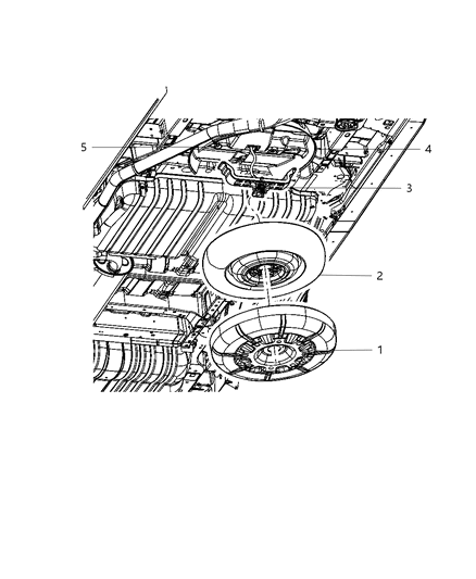 2002 Chrysler 300M Winch Spare Tire Carrier Diagram for 5109667AB