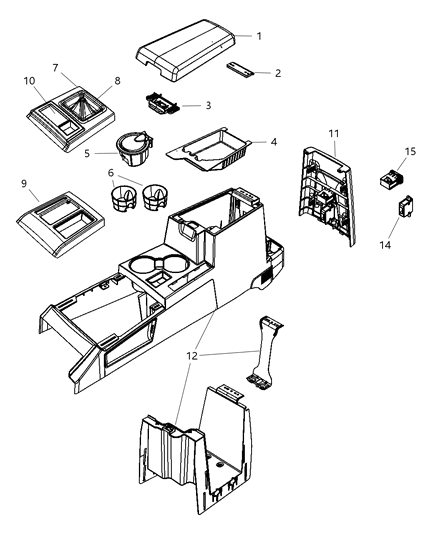 1996 Dodge Grand Caravan Ash Receiver Floor Console Diagram for 4595665AC