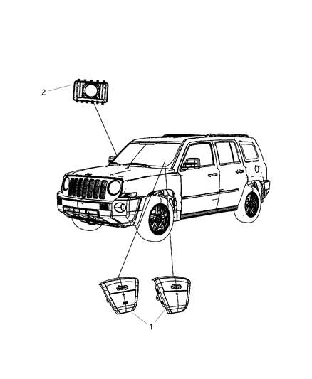 2016 Jeep Patriot Air Bag Driver, Driver Side Diagram for 1SR37XDVAJ
