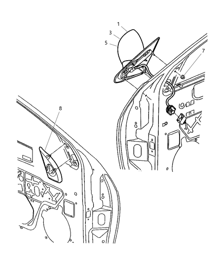 2000 Dodge Neon Mirror Outside Rearview Electric Foldaway Diagram for 4783567AG