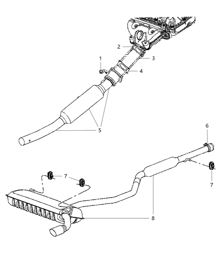 1986 Dodge D350 Muffler And Resonator Exhaust Diagram for 5105978AE