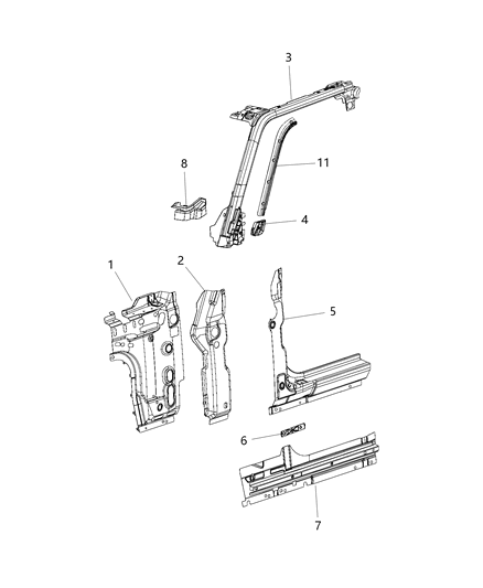2008 Jeep Compass Panel A Pillar Inner Diagram for 68330244AJ