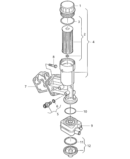 Cooler Engine Oil Diagram for 68000688AB