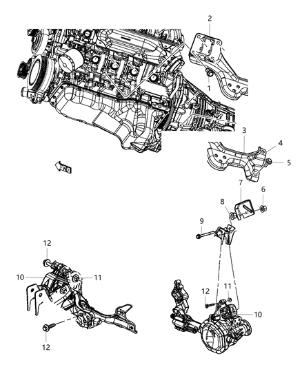 Bracket Engine Mount Rear Diagram for 68149798AB