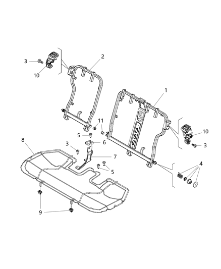 2007 Jeep Compass Frame Rear Seat Back Diagram for 68439297AA